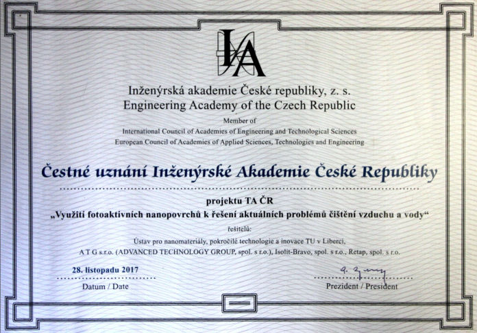 Čestné uznání Inženýrské Akademie České republiky